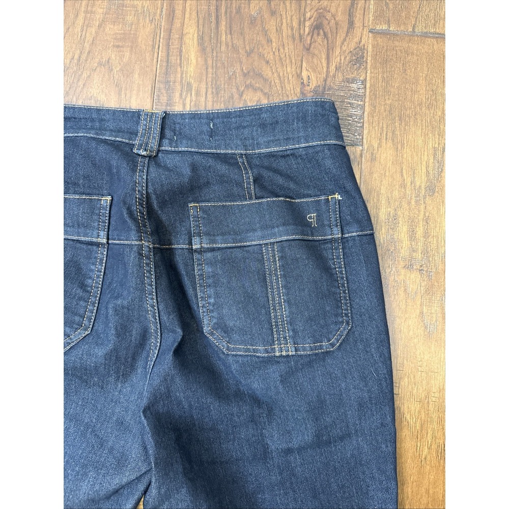 Anthropologie Pilcro Wanderer High Rise Crop Flare Jeans 32 Raw Hem Dark Wash - Picture 4 of 8